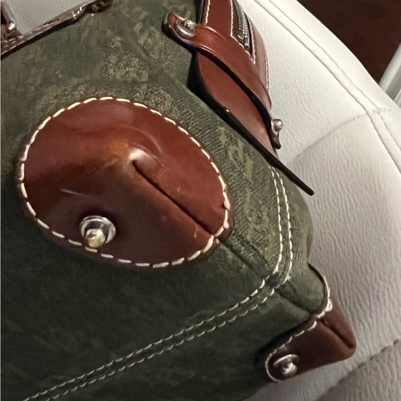 Dooney Bourke Handbag: Canvas Shoulder Purse brown leather satchel f key chain - Picture 10 of 13